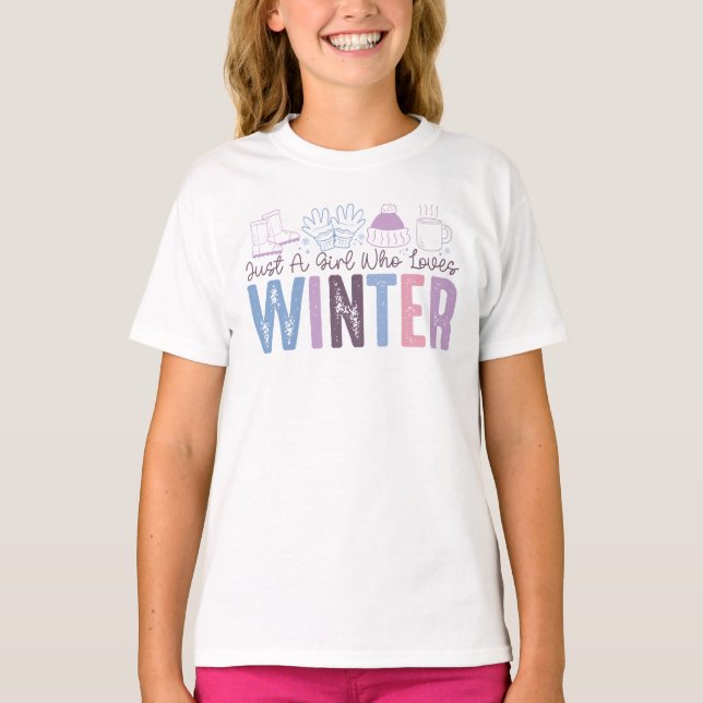 Bara en flicka som Kärlek Winter Cute Säsong Desig T Shirt (Framsida)