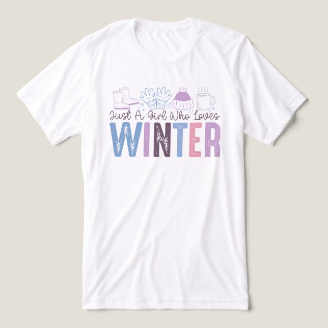 Bara en flicka som Kärlek Winter Cute Säsong Desig T Shirt (Design Framsida)