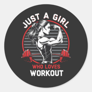 Bara en flicka som Kärlek Workout Gym T-Shirt Runt Klistermärke