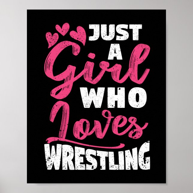 Bara en flicka som Kärlek Wrestling Girls Funny Wr Poster (Framsidan)