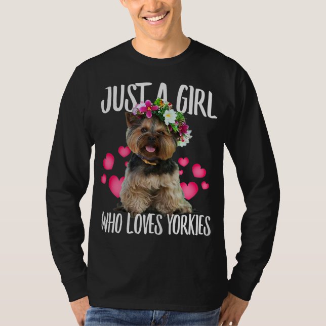 Bara en flicka som Kärlek Yorkie Hund Kärlek - ell T Shirt (Framsida)