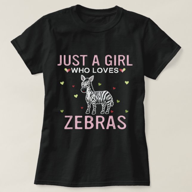 Bara en flicka som Kärlek Zebror cute Women Girls  T Shirt (Design framsida)