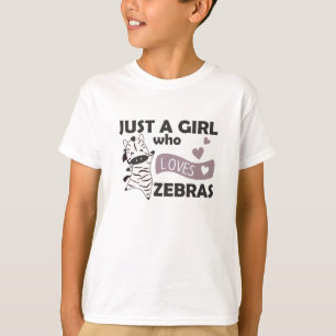 Bara en flicka som Kärlek Zebror Hjärtat Cute T Shirt