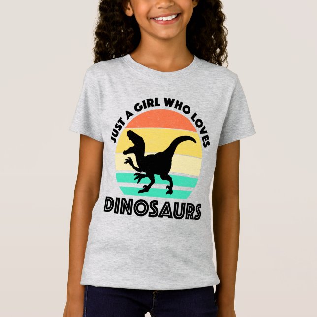 Bara en flicka som Kärlekar dinosaurier T Shirt (Framsida)