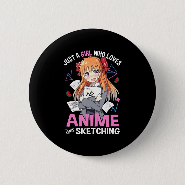 Bara en flicka som Kärlekar djur och skissar anime Knapp (Framsida)