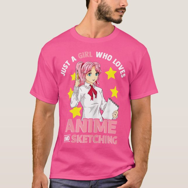 Bara en flicka som Kärlekar djur och skisserar mat T Shirt (Framsida)