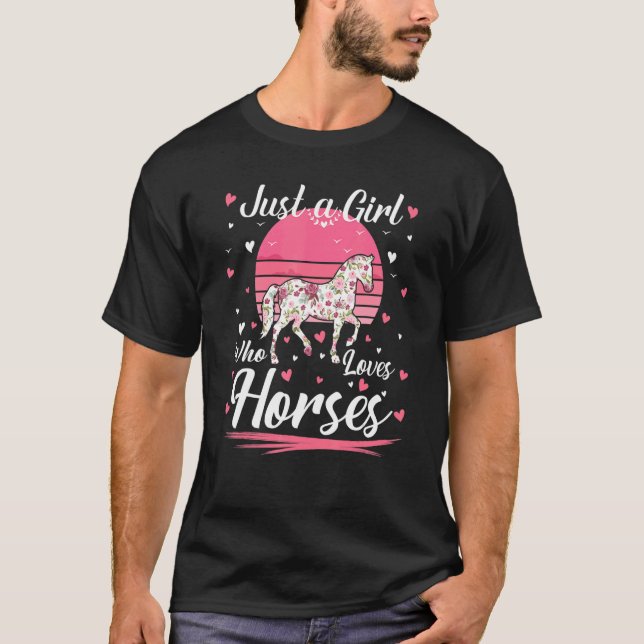 Bara en flicka som Kärlekar hästar för kvinnliga f T Shirt (Framsida)
