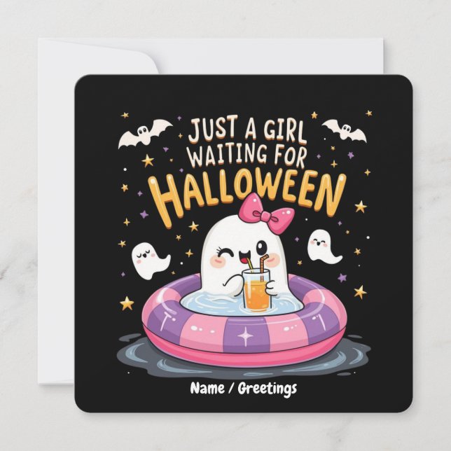 Bara en flicka som väntar på Halloween-talokussomm Inbjudningar (Framsida)