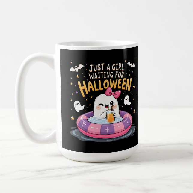 Bara en flicka som väntar på Halloween-talokussomm Kaffemugg (Vänster)