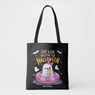 Bara en flicka som väntar på Halloween-talokussomm Tygkasse
