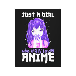 Bara en flicka som Verkligen Kärlek Anime i Lila Canvastryck