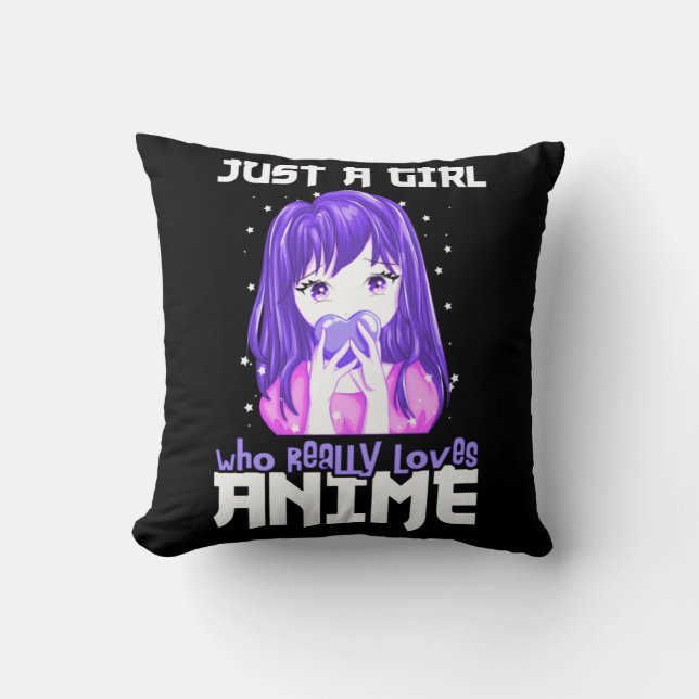 Bara en flicka som Verkligen Kärlek Anime i Lila Kudde (Framsida)