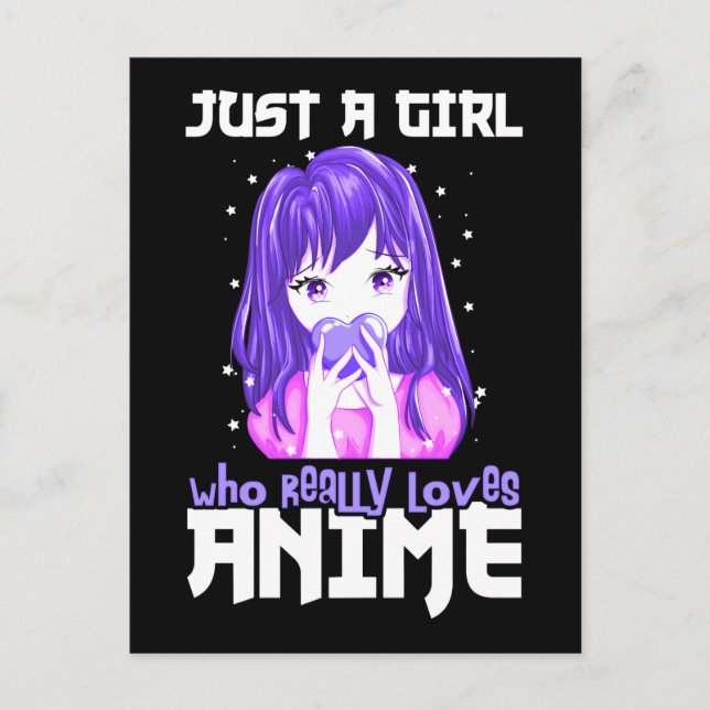 Bara en flicka som Verkligen Kärlek Anime i Lila Vykort (Framsida)