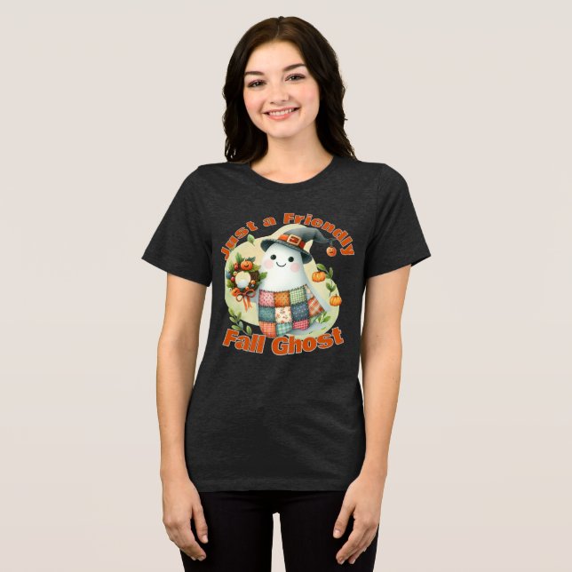 Bara en friendly Fall Ghost" - Cute Autumn Design  T Shirt (Framsida Full)