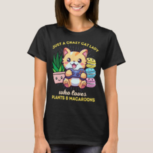 Bara En Galen Kattdam Som Älskar Växter Macaroons T Shirt