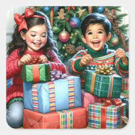 Bara en gammalmodig julmorgon fyrkantigt klistermärke