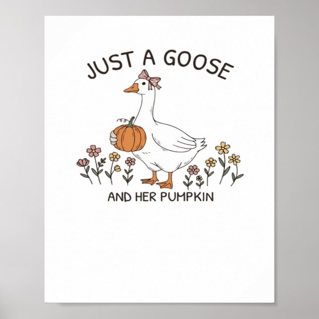 Bara en gås och hennes Pumpkin Classic T-Shirt Poster (Framsidan)