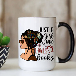 BARA EN GIRL, Bok Älskare Blommigt Bokar Kaffemugg