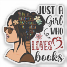 BARA EN GIRL, Bok Älskare Blommigt Bokar