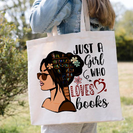 BARA EN GIRL, Bok Älskare Blommigt Bokar Tygkasse