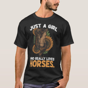 Bara en Girl Kärlek Horses Equestrian Solrosfarmm T Shirt