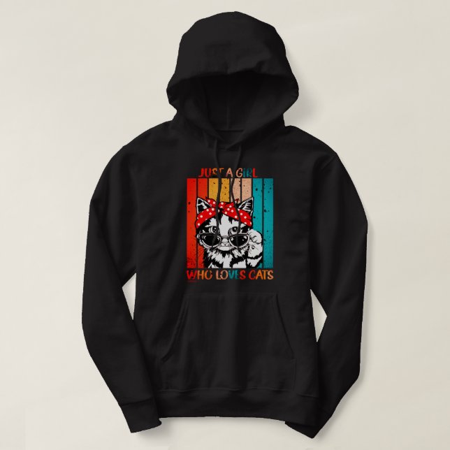 BARA EN GIRL SOM KÄRLEK CATS lustig, söt katt Hoodie (Design framsida)