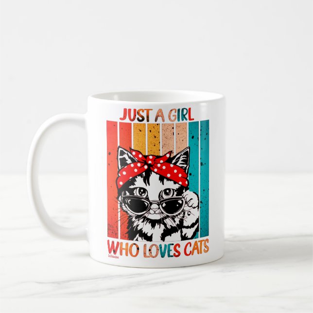 BARA EN GIRL SOM KÄRLEK CATS lustig, söt katt Kaffemugg (Vänster)