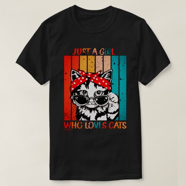 BARA EN GIRL SOM KÄRLEK CATS lustig, söt katt T Shirt (Design framsida)