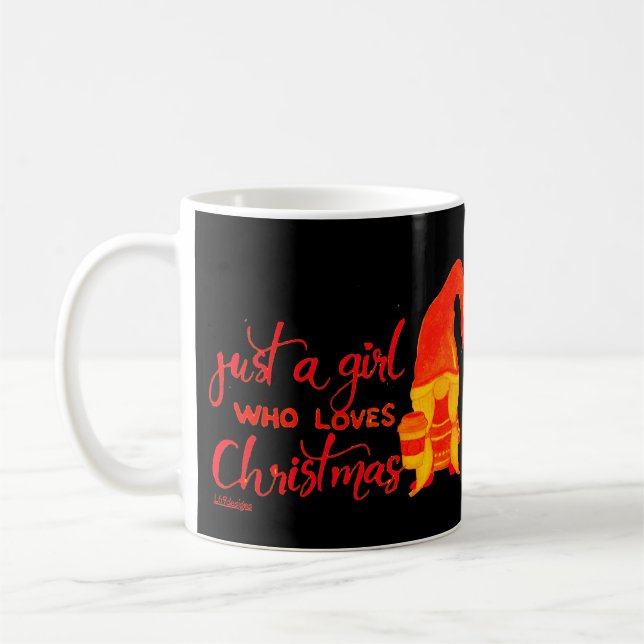 BARA EN GIRL SOM KÄRLEK CHRISTMAS Lustiga gnome Kaffemugg (Vänster)