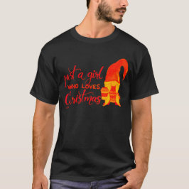 BARA EN GIRL SOM KÄRLEK CHRISTMAS Lustiga gnome T Shirt