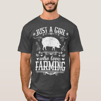 BARA EN GIRL SOM KÄRLEK FARMING FUNny Gris Farmer T Shirt