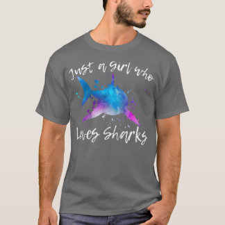 BARA EN GIRL SOM KÄRLEK SHARKS Retro Vintage Divin T Shirt