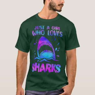 BARA EN GIRL SOM KÄRLEK SHARKS Underbar White Shar T Shirt
