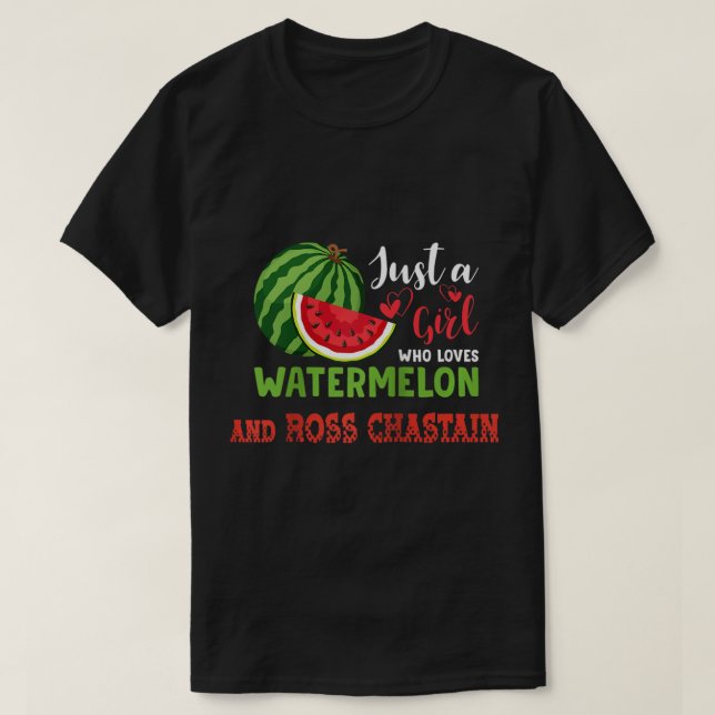 BARA EN GIRL SOM KÄRLEK WATERMELON OCH ROSS CHASTA T SHIRT (Design framsida)
