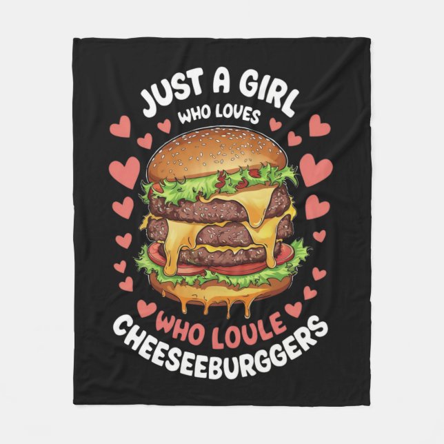 BARA EN GIRL, WHO KÄRLEK DUBBLA CHEESEBURGERS FLEECEFILT (Framsidan)