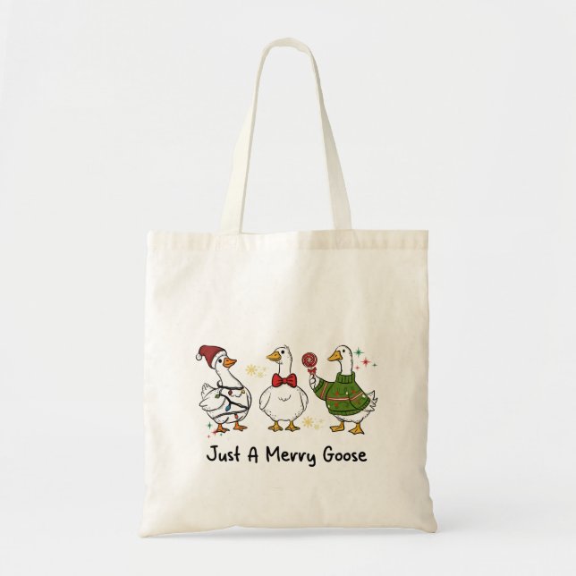 Bara En Glad Gås Festiv Juldesign Tygkasse (Framsidan)