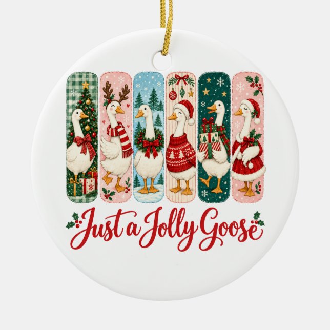Bara en glatt gås jul julgransprydnad keramik (Framsidan)