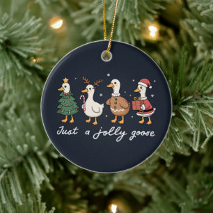 Bara en glatt gås julanka jul Xmas Julgransprydnad Keramik