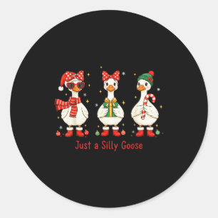 Bara En Glatt Gås Jultomte Söt Båge Jul Man Wo Runt Klistermärke