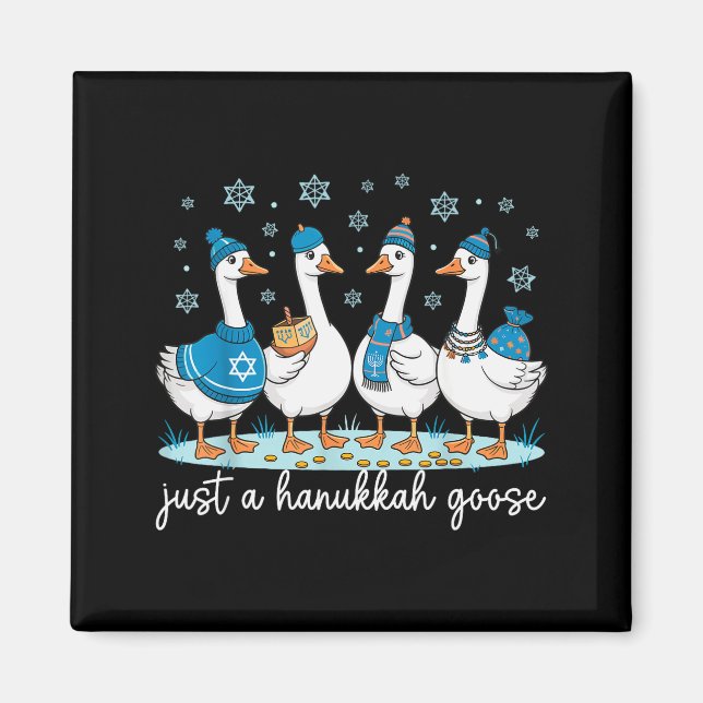 Bara en Hanukkah-Gås Glad Hanukkah Menorah Dreid Magnet (Framsidan)