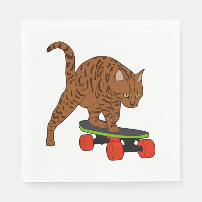 Bara en katt på en skateboard pappersservett (Framsidan)