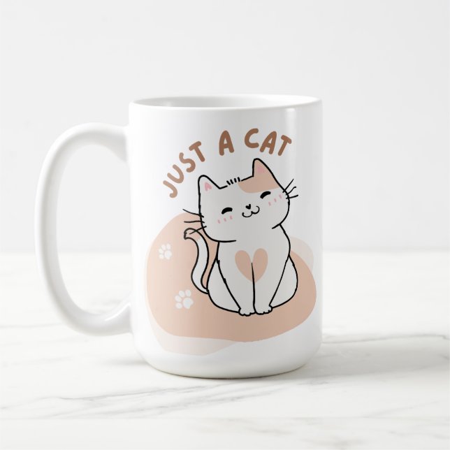 Bara En Katt Söt Kattälskare | Minimal Kitty Kaffemugg (Vänster)