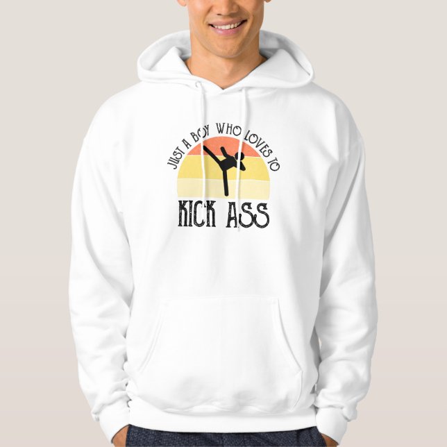 Bara en kille som älskar att Kicka-Ass Hoodie (Framsida)