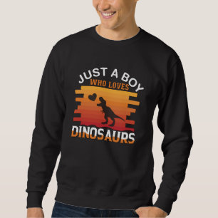 Bara en kille som älskar dinosaurier Dinosauried Lång Ärmad Tröja