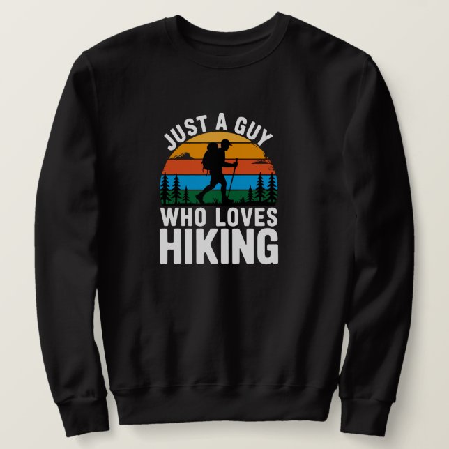Bara en kille som älskar vandring Retro sweatshirt (Design framsida)