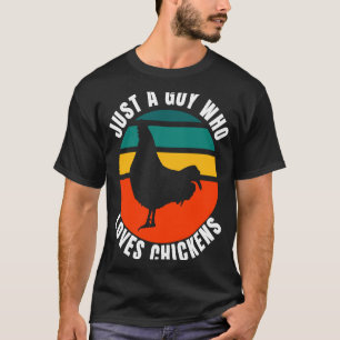 Bara en kille som Kärlek Chickens Retro Sunset Pou T Shirt