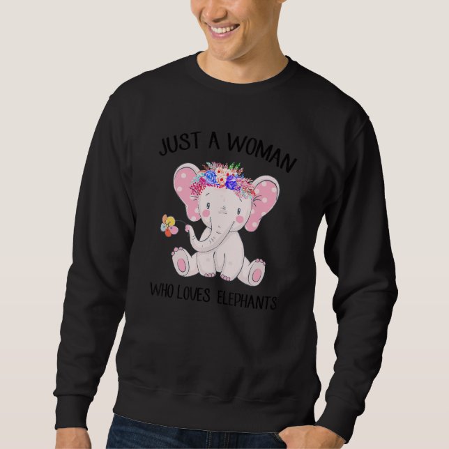 Bara en kvinna som Kärlek Elephant Lång Ärmad Tröja (Framsida)