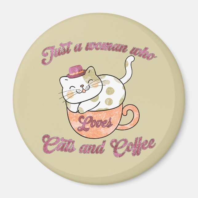 Bara en kvinna som Kärlek katter och kaffe Magnet (Framsidan)