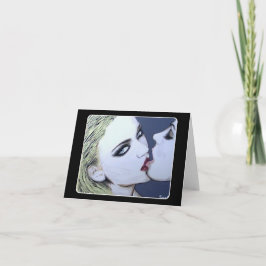 Bara en kyss målar på en tack kort