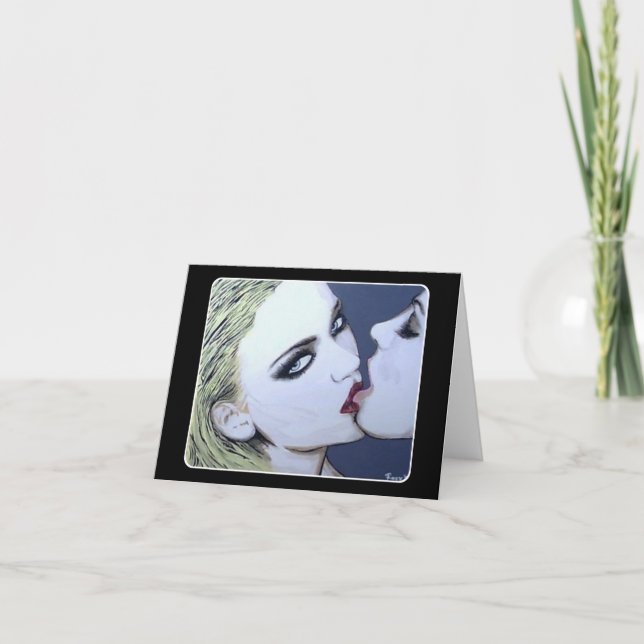 Bara en kyss målar på en tack kort (Framsida)